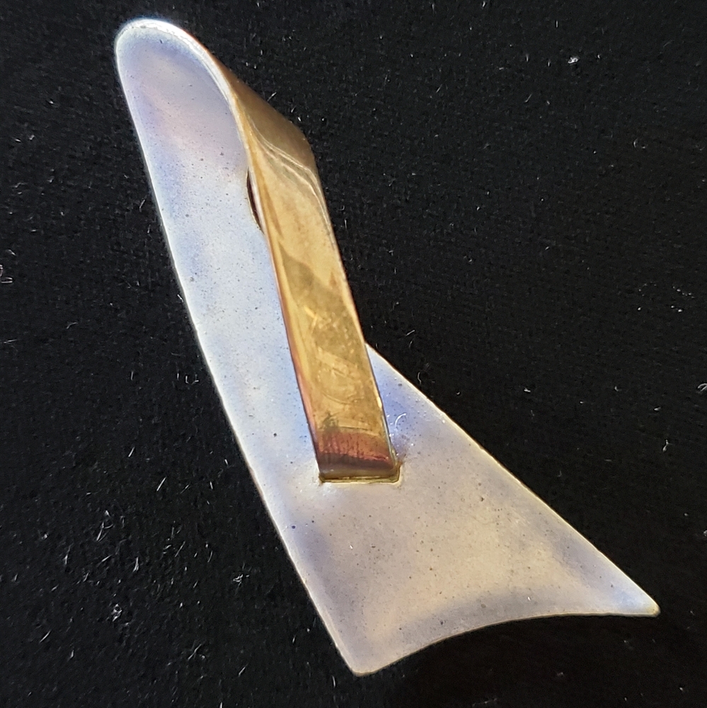 Atelje Permona Modernist 1960s Ribbon Brooch Swedish Sterling Enamel Scandinavia
